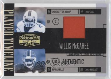 2006 Donruss Gridiron Gear - Player Timeline - Jerseys Prime #PT-8 - Willis McGahee /50