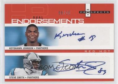 2006 Fleer Hot Prospects - Dual Endorsements - Red Hot #HP2-JS - Keyshawn Johnson, Steve Smith /10