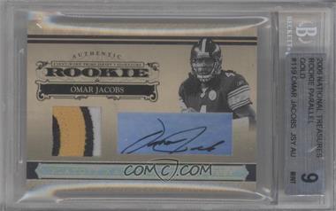 2006 Playoff National Treasures - [Base] - Gold Materials Prime Signatures #119 - Rookie - Omar Jacobs /25 [BGS 9 MINT]
