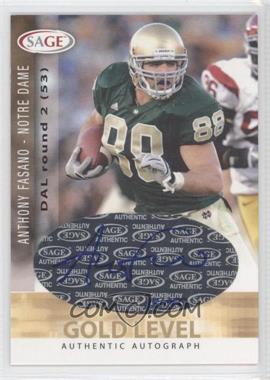 2006 SAGE - Autographs - Gold Level #A16 - Anthony Fasano /200