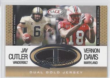 2006 SAGE Game Exclusives - Dual Jerseys - Gold #CS 10 - Jay Cutler, Vernon Davis /25