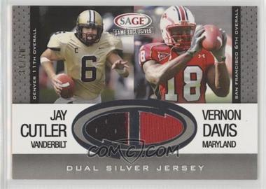 2006 SAGE Game Exclusives - Dual Jerseys - Silver #CS 10 - Jay Cutler, Vernon Davis /50
