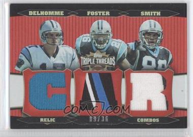 2006 Topps Triple Threads - Relic Combos #TTRC54 - Jake Delhomme, DeShaun Foster, Steve Smith /36