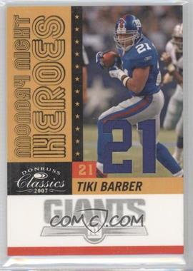 2007 Donruss Classics - Monday Night Heroes - Jersey Number #MNH-11 - Tiki Barber /21