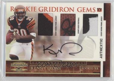 2007 Donruss Gridiron Gear - [Base] - Trios Materials Prime Signatures #233 - Rookie Gridiron Gems - Kenny Irons /50