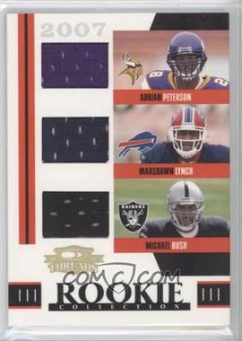 2007 Donruss Threads - Rookie Collection Triples Materials #RTM-1 - Adrian Peterson, Marshawn Lynch, Michael Bush /500