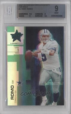 2007 Leaf Rookies & Stars Longevity - [Base] - Emerald #1 - Tony Romo /49 [BGS 9 MINT]