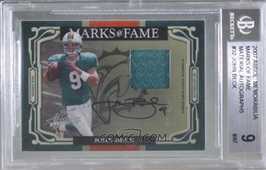 2007 Playoff Absolute Memorabilia - Marks of Fame - Materials Signatures #MOF-32 - John Beck /50 [BGS 9 MINT]