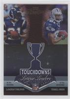 LaDainian Tomlinson, Terrell Owens, Larry Johnson, Marvin Harrison #/100