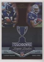 LaDainian Tomlinson, Terrell Owens, Larry Johnson, Marvin Harrison #/100