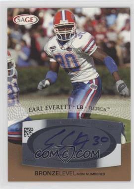2007 SAGE Autographed Football - Autographs - Bronze #A16 - Earl Everett