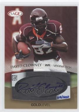 2007 SAGE Autographed Football - Autographs - Gold #A12 - David Clowney /200