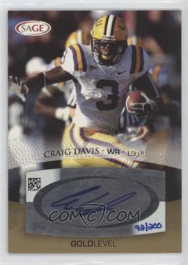 2007 SAGE Autographed Football - Autographs - Gold #A14 - Craig Davis /200