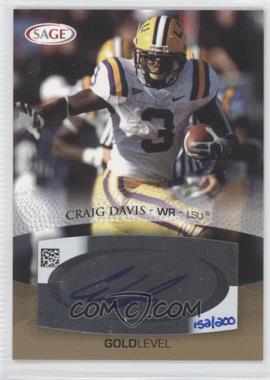 2007 SAGE Autographed Football - Autographs - Gold #A14 - Craig Davis /200