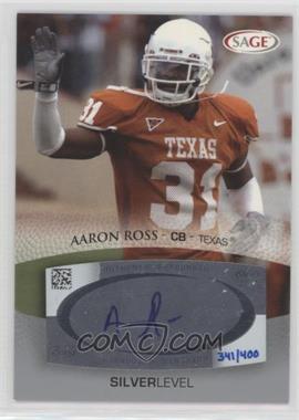 2007 SAGE Autographed Football - Autographs - Silver #A45 - Aaron Ross /400