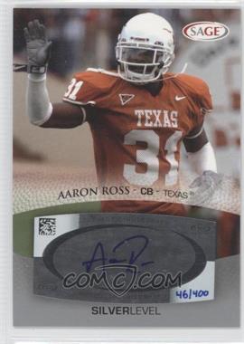 2007 SAGE Autographed Football - Autographs - Silver #A45 - Aaron Ross /400