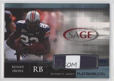 2007 SAGE Autographed Football - Jerseys - Platinum #J5 - Kenny Irons /10