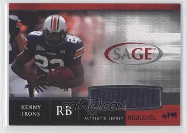 2007 SAGE Autographed Football - Jerseys - Red #J5 - Kenny Irons /99