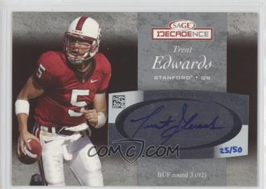 2007 SAGE Decadence - Autographs - Silver #A38 - Trent Edwards /50