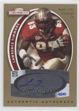 2007 SAGE Decadence - Retro Autographs - Gold #R-10 - Lawrence Timmons /10
