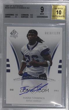 2007 SP Authentic - [Base] #220 - Rookie Authentics Signatures - Isaiah Stanback /1199 [BGS 9 MINT]