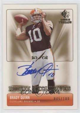 2007 SP Rookie Threads - Rookie Exclusives Autographs #RE-BQ - Brady Quinn /100