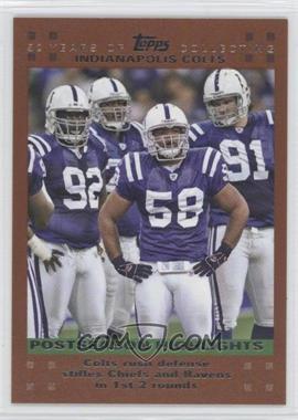 2007 Topps - [Base] - Copper #438 - Postseason Highlights - Colts Rush Defense Stifles Chiefs and Ravens in 1st 2 Rounds /2007