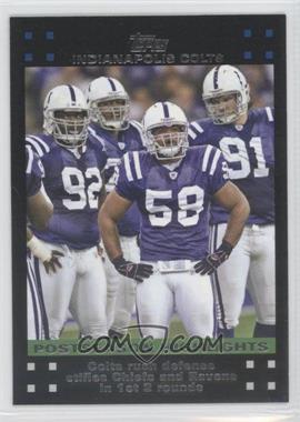 2007 Topps - [Base] #438 - Postseason Highlights - Colts Rush Defense Stifles Chiefs and Ravens in 1st 2 Rounds