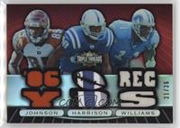 Chad Johnson, Marvin Harrison, Roy Williams #/36