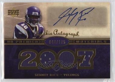 2007 UD Premier - [Base] - Bronze #160 - Rookie Autograph Materials - Sidney Rice /125