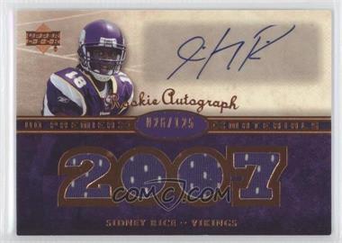 2007 UD Premier - [Base] - Bronze #160 - Rookie Autograph Materials - Sidney Rice /125