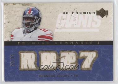 2007 UD Premier - Premier Remnants Quad - Gold #PR4-BJ - Brandon Jacobs /75