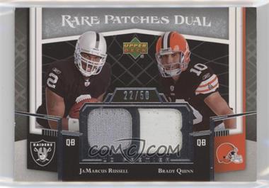 2007 UD Premier - Rare Patches Dual #RP2-RQ - JaMarcus Russell, Brady Quinn /50 [Noted]