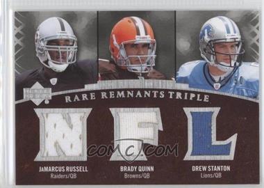 2007 UD Premier - Rare Remnants Triple #RR3-RQS - JaMarcus Russell, Brady Quinn, Drew Stanton /50