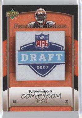 2007 UD Premier - Stitchings - Draft/Team Logos Bronze #PS-16 - Kenny Irons /20