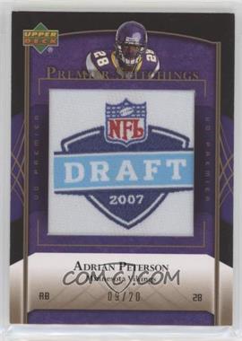 2007 UD Premier - Stitchings - Draft/Team Logos Bronze #PS-3 - Adrian Peterson /20