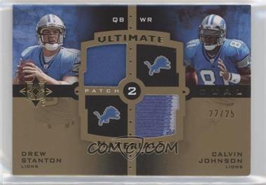 2007 Ultimate Collection - Ultimate Dual Materials - Gold Patch #UDM-26 - Drew Stanton, Calvin Johnson /25