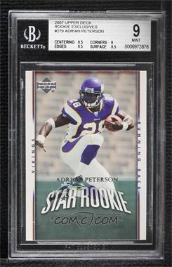 2007 Upper Deck - [Base] - Rookie Exclusives #279 - Star Rookie - Adrian Peterson [BGS 9 MINT]