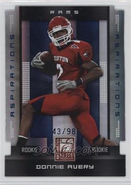 2008 Donruss Elite - [Base] - Aspirations Die-Cut #155 - Rookie - Donnie Avery /98