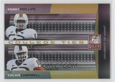 2008 Donruss Elite - College Ties Combos - Gold #CTC-8 - Kenny Phillips, Calais Campbell /400