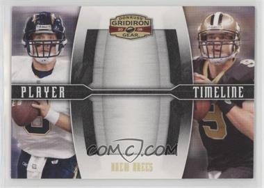 2008 Donruss Gridiron Gear - Player Timeline - Gold #PT-23 - Drew Brees /100