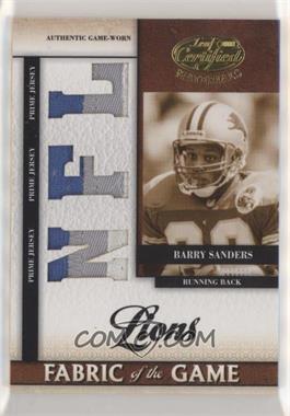2008 Leaf Certified Materials - Fabric of the Game - Die-Cut NFL Prime #FOG-3 - Barry Sanders /25