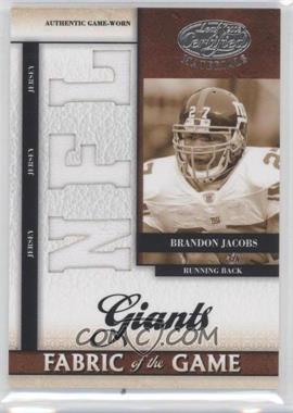 2008 Leaf Certified Materials - Fabric of the Game - Die-Cut NFL #FOG-89 - Brandon Jacobs /50