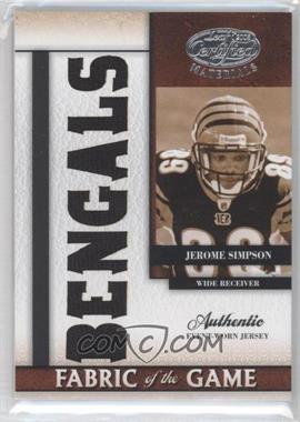 2008 Leaf Certified Materials - Rookie Fabric of the Game - Die-Cut Team Name #RFOG-28 - Jerome Simpson /25