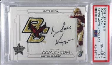2008 Leaf Rookies & Stars - [Base] - College Patch Signatures #245 - SP Rookie Jumbo - Matt Ryan /29 [PSA 8.5 NM‑MT+]