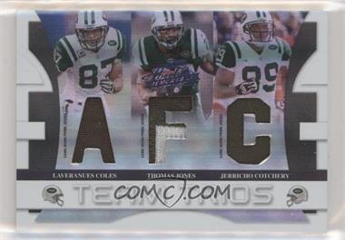 2008 Playoff Absolute Memorabilia - Team Trios Die-Cut Materials - Spectrum AFC/NFC Prime #TTR-15 - Laveranues Coles, Thomas Jones, Jerricho Cotchery /25