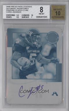 2008 Press Pass Legends - Saturday Signatures - Printing Plate Cyan #SS-CJ - Chris Johnson /1 [BGS 8 NM‑MT]