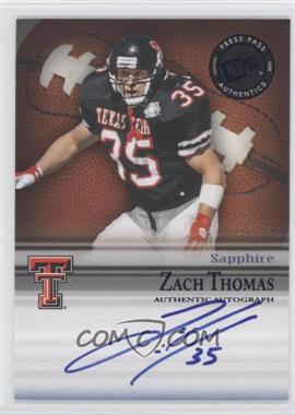 2008 Press Pass Legends Bowl Edition - Semester Signatures - Sapphire #SS-ZT - Zach Thomas /75