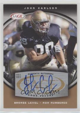 2008 SAGE - Autographs - Bronze #A10 - John Carlson