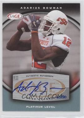 2008 SAGE - Autographs - Platinum #A6 - Adarius Bowman /50